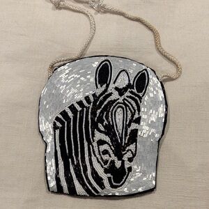 Beaded Zebra Crossbody Bag